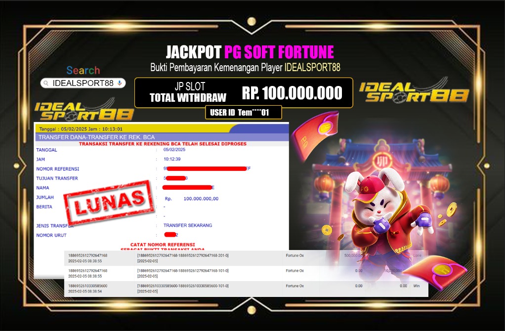 IDEALSPORT88 JACKPOT PG MAHJONG WAYS 2  Rp.100.000.000,- LUNAS