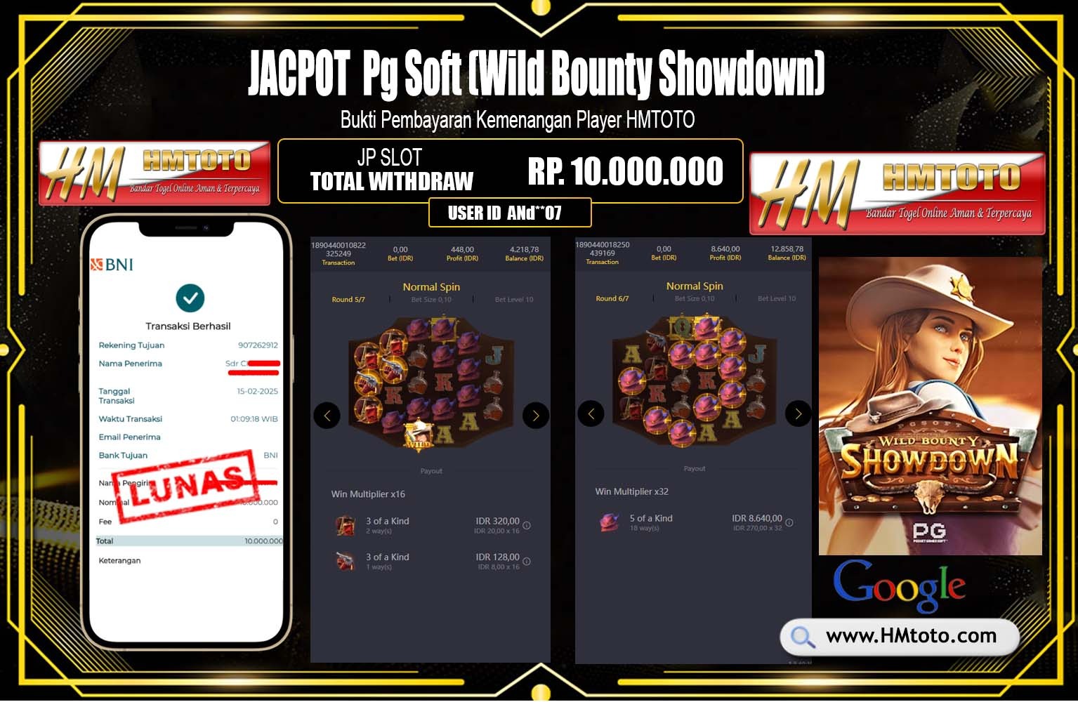 HMTOTO JACKPOT Pg Soft (Wild Bounty Showdown) Rp.10.000.000,- LUNAS