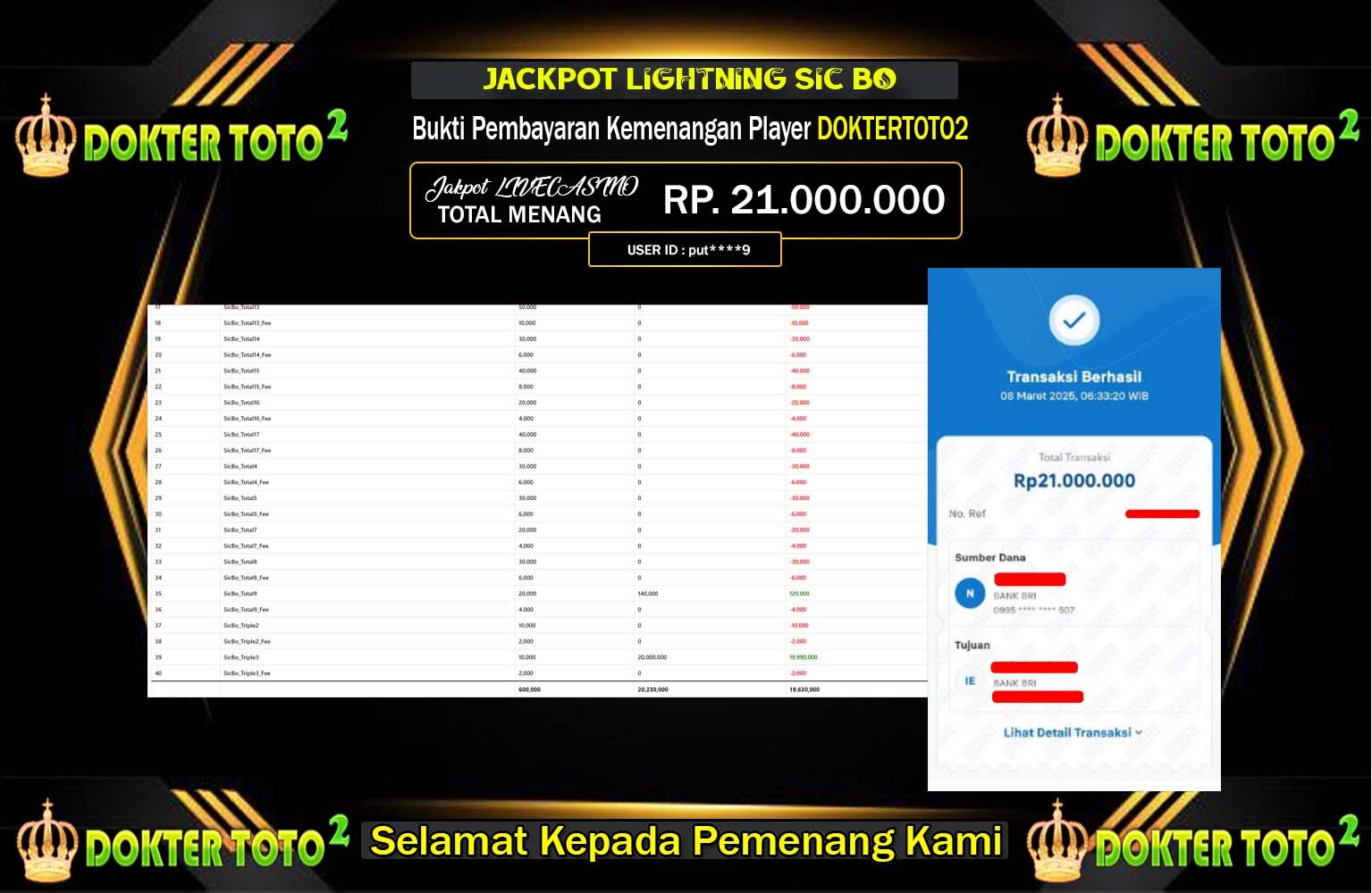 DOKTERTOTO2 JACKPOT LIGHTNING SIC BO Rp.21.000.000,- LUNAS