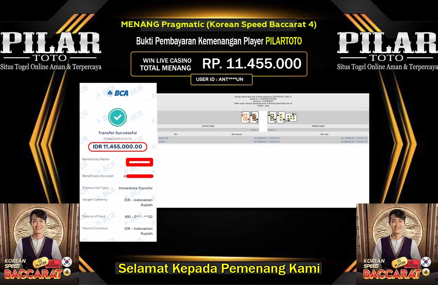 PILARTOTO JACKPOT Pragmatic (Korean Speed Baccarat 4) Rp.11.4550.000,- LUNAS