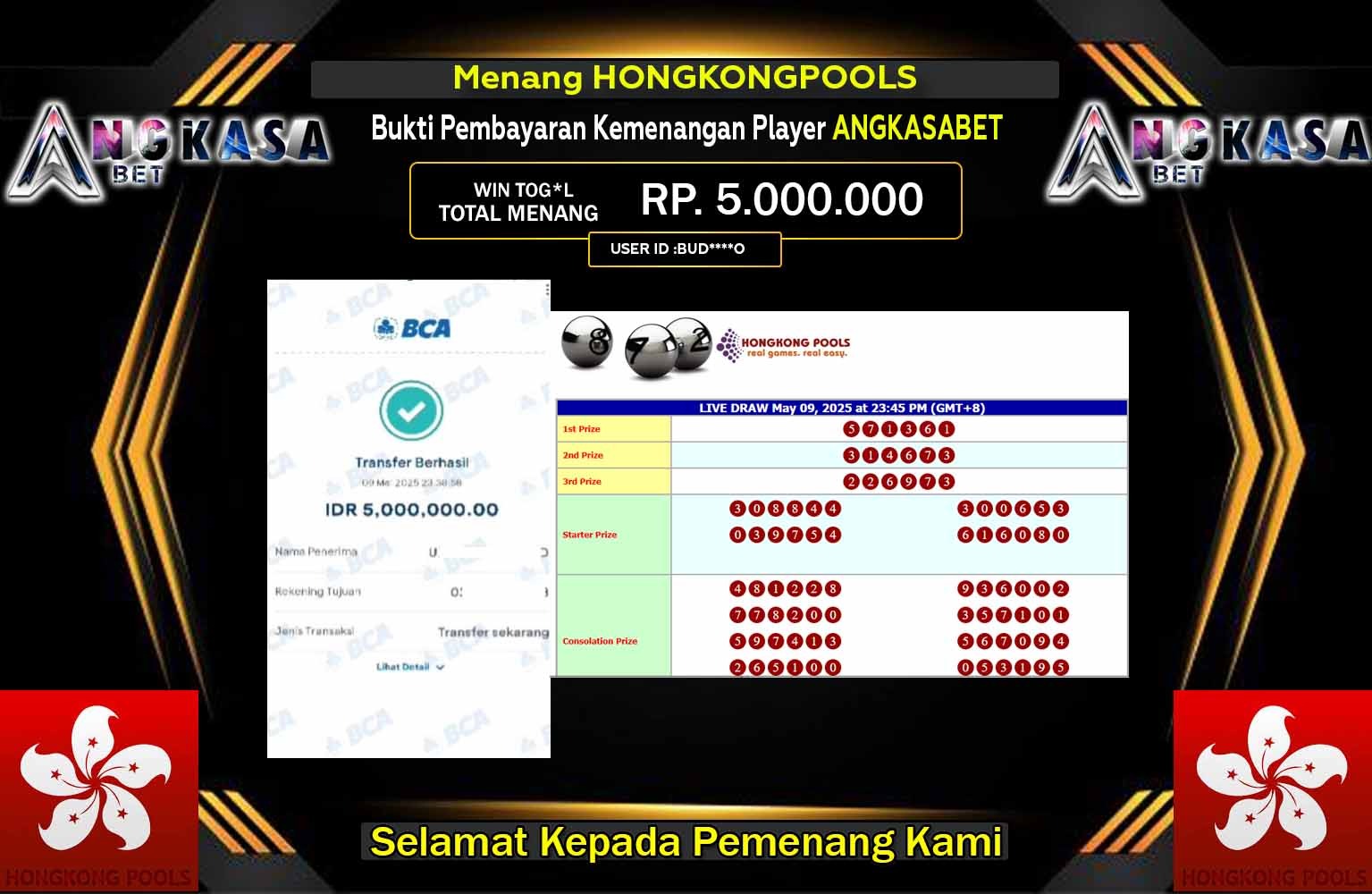 ANGKASABET JACKPOT HONGONG POOLS Rp.5.000.000,- LUNAS