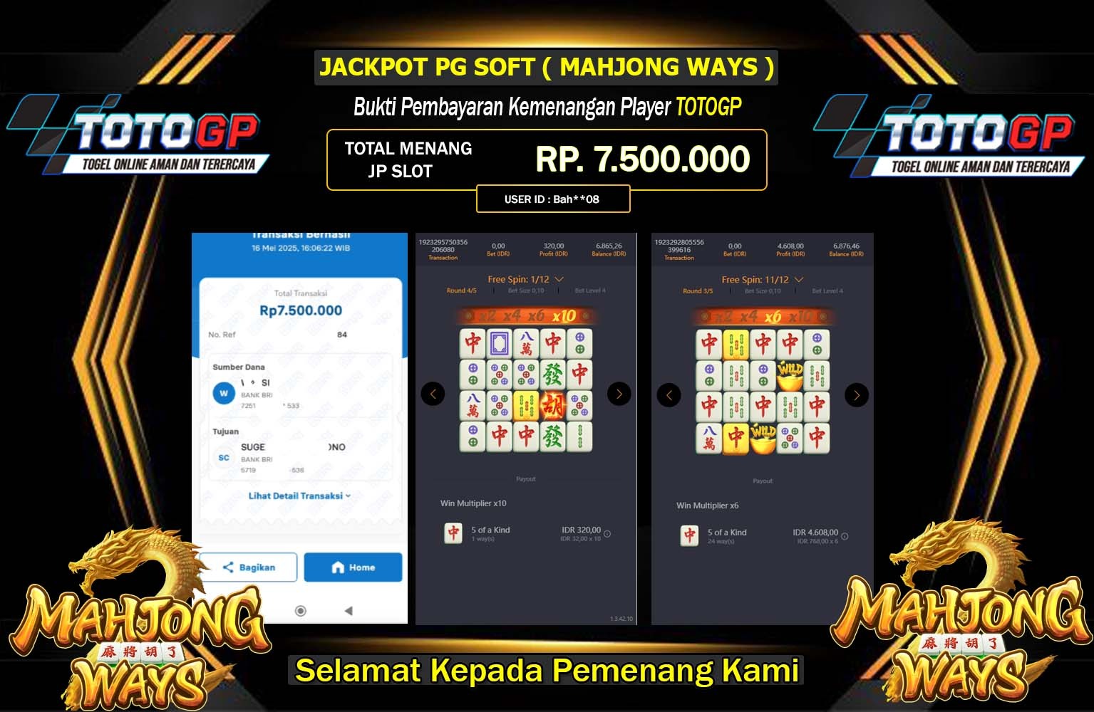 TOTOGP JACKPOT MAHJONG WAYS Rp.7.500.000,- LUNAS