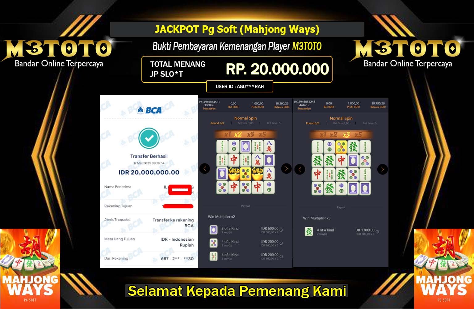 M3TOTO JACKPOT MAHJONG WAYS Rp.20.000.000,- LUNAS