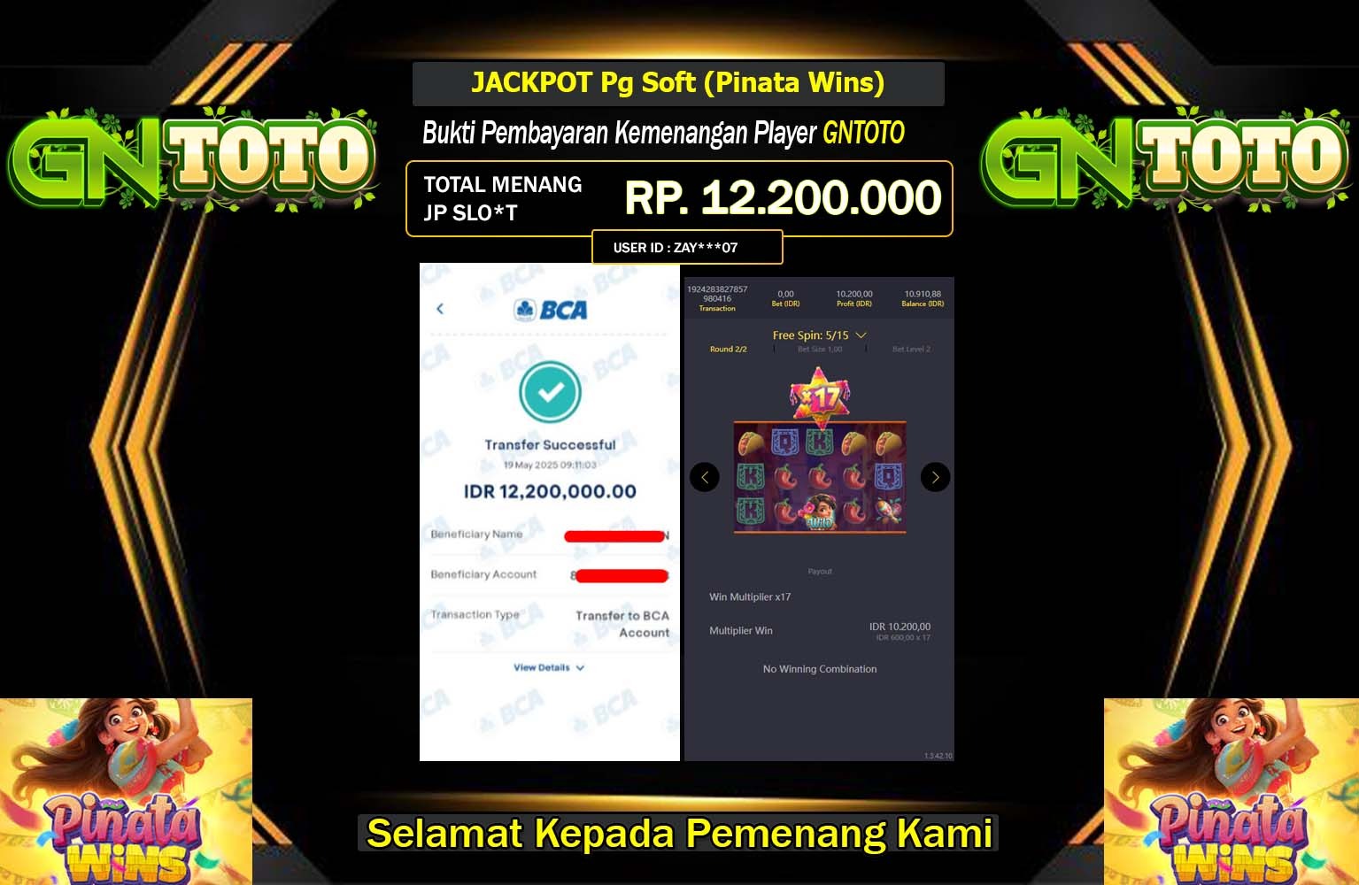 ORIONTOTO JACKPOT Pg Soft (Pinata Wins) Rp.12.200.000,- LUNAS