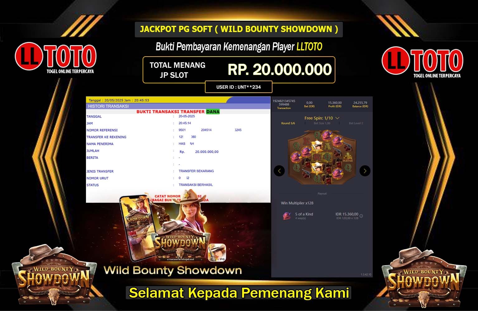 LLTOTO JACKPOT WILD BOUNTY SHOWDOWN Rp.20.000.000,- LUNAS