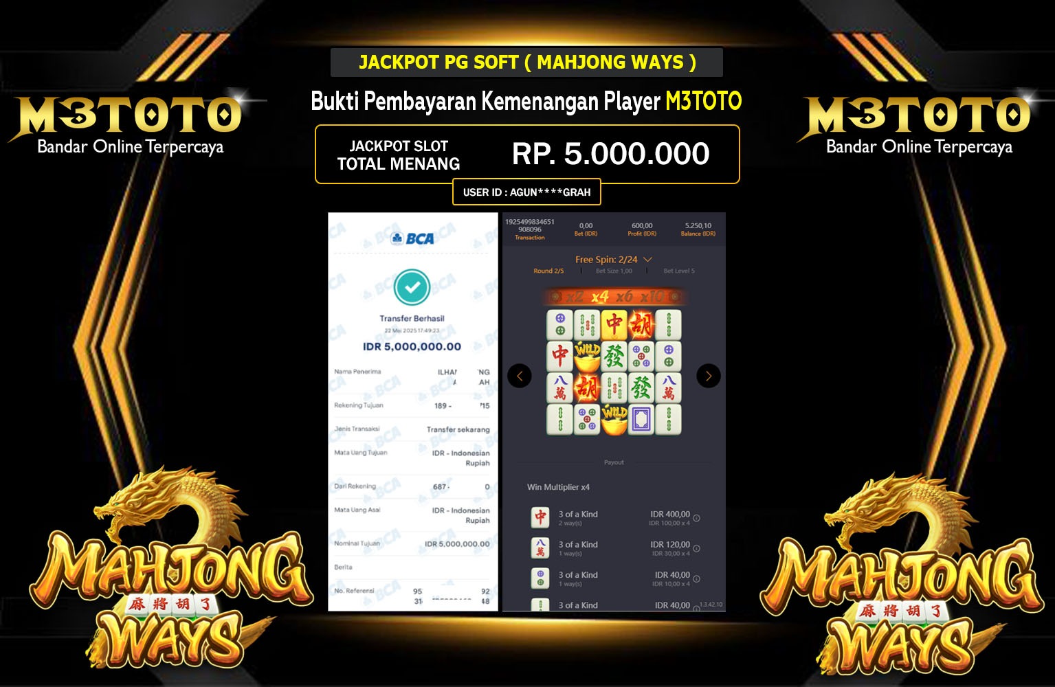 M3TOTO JACKPOT MAHJONG WAYS Rp.5.000.000,- LUNAS