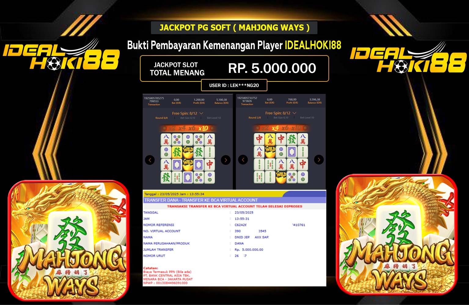 IDEALHOKI88 JACKPOT MAHJONG WAYS Rp.5.000.000,- LUNAS