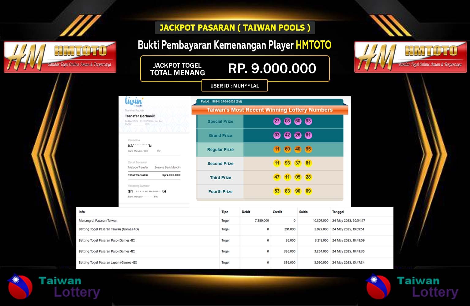 HMTOTO JACKPOT PASARAN TAIWAN POOLS Rp.9.000.000,- LUNAS