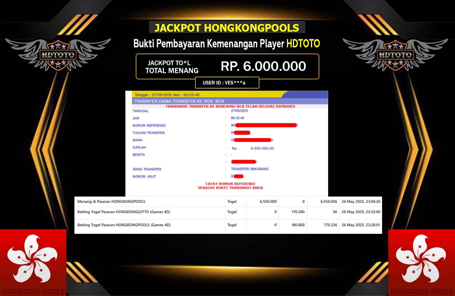 HDTOTO JACKPOT PASARAN HONGKONGPOOLS Rp.6.000.000,- LUNAS