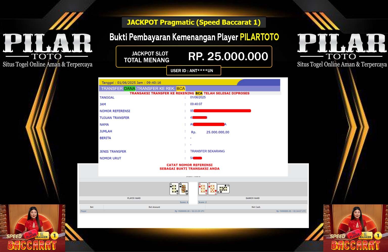 PILARTOTO JACKPOT INDONESIA SPEED BACCARAT Rp.25.000.000,- LUNAS
