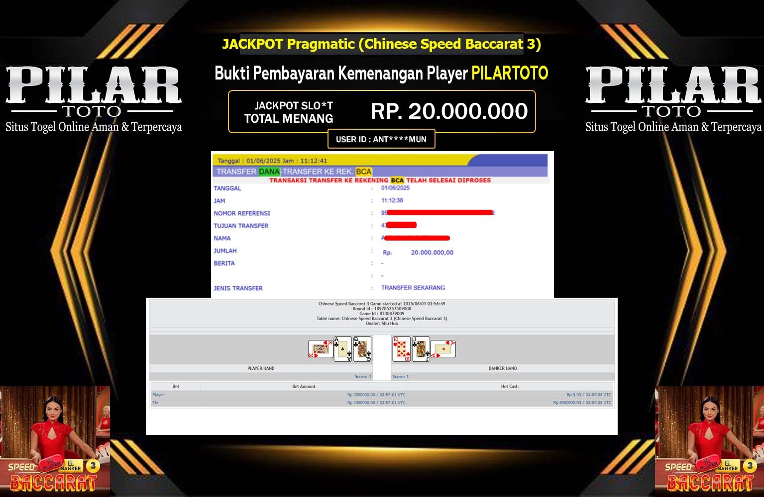 PILARTOTO JACKPOT INDONESIA SPEED BACCARAT Rp.20.000.000,- LUNAS