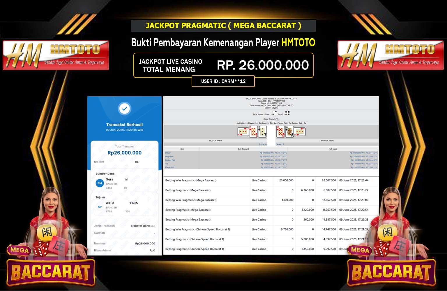 HMTOTO JACKPOT PRAGMATIC MEGA BACCARAT Rp.26.000.000,- LUNAS
