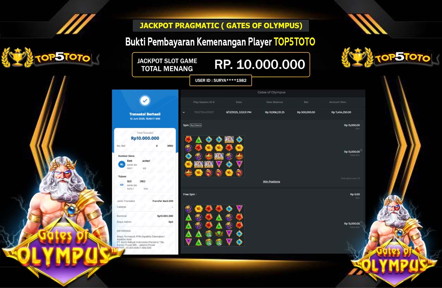 TOP5TOTO JACKPOT PRAGMATIC GATES OF OLYMPUS Rp.10.000.000,- LUNAS