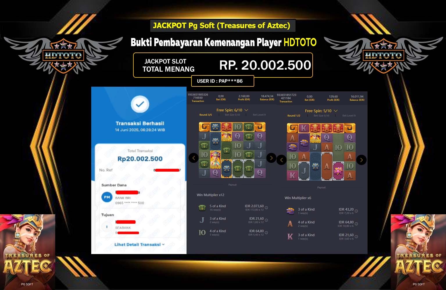 HDTOTO JACKPOT Pg Soft (Treasures of Aztec) Rp.20.002.500,- LUNAS