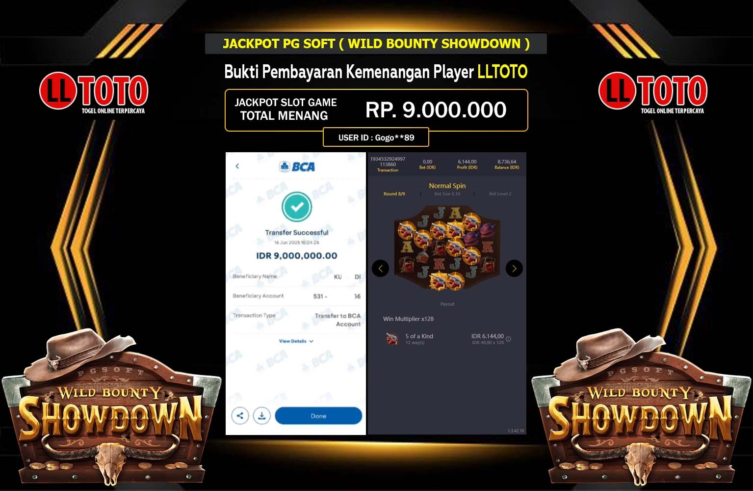 LLTOTO JACKPOT PG SOFT WILD BOUNTY SHOWDOWN Rp.9.000.000,- LUNAS