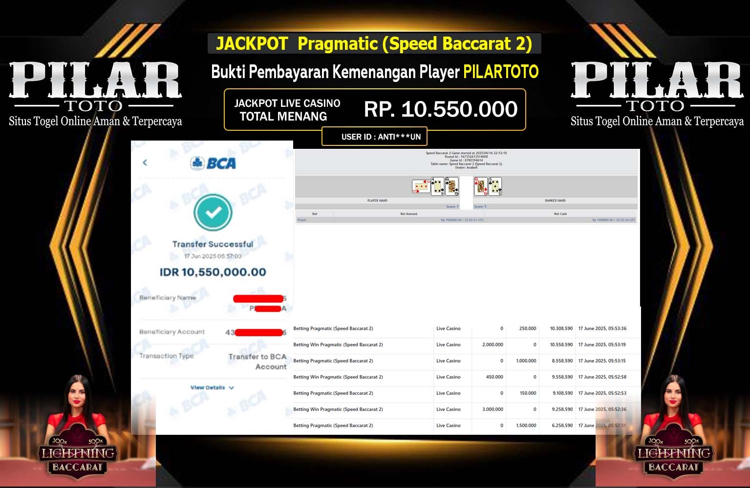 PILARTOTO JACKPOT PRAGMATIC SPEED BACCARAT 2 Rp.10.550.000,- LUNAS