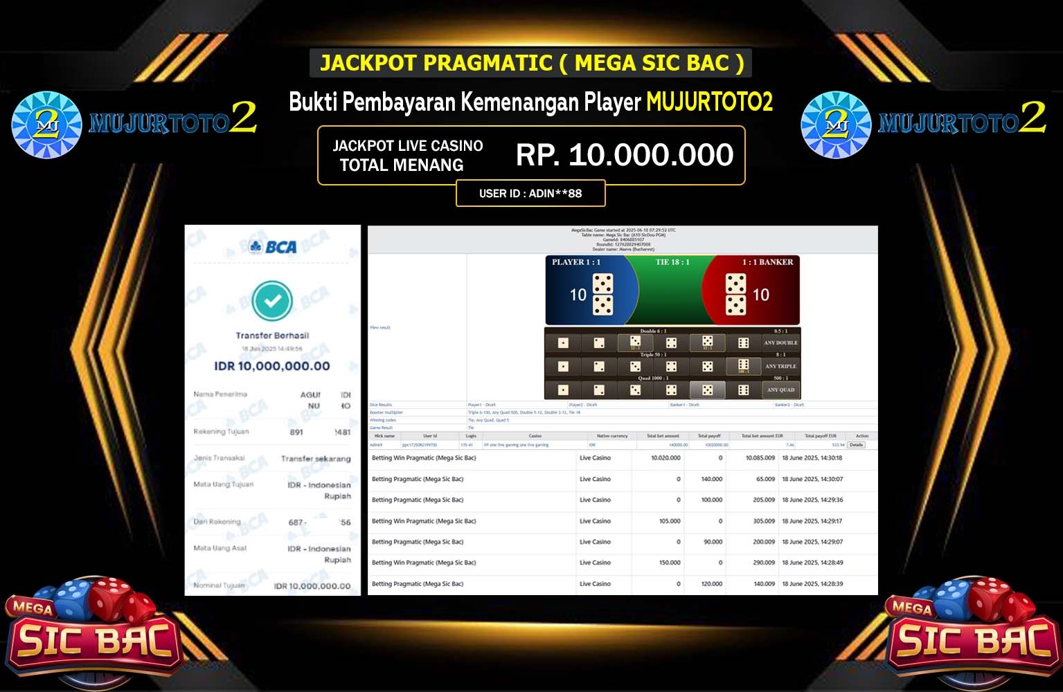 MUJURTOTO2 JACKPOT PRAGMATIC MEGA SIC BAC Rp.10.000.000,- LUNAS