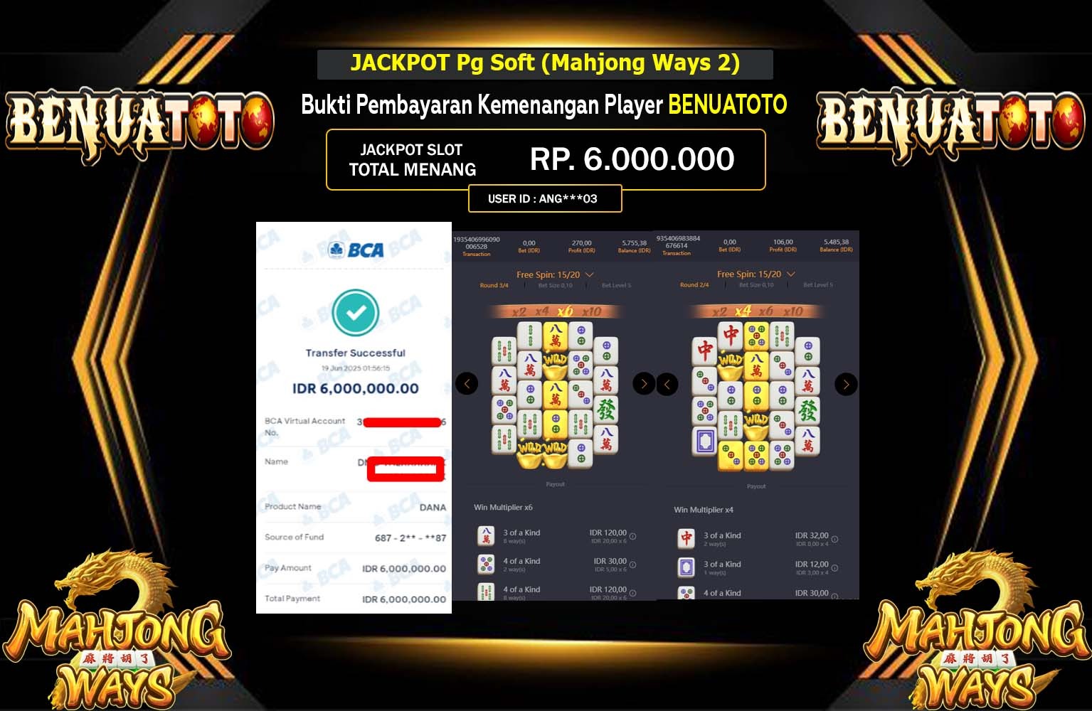 BENUATOTO JACKPOT MAHJONG WAYS Rp.6.000.000,- LUNAS