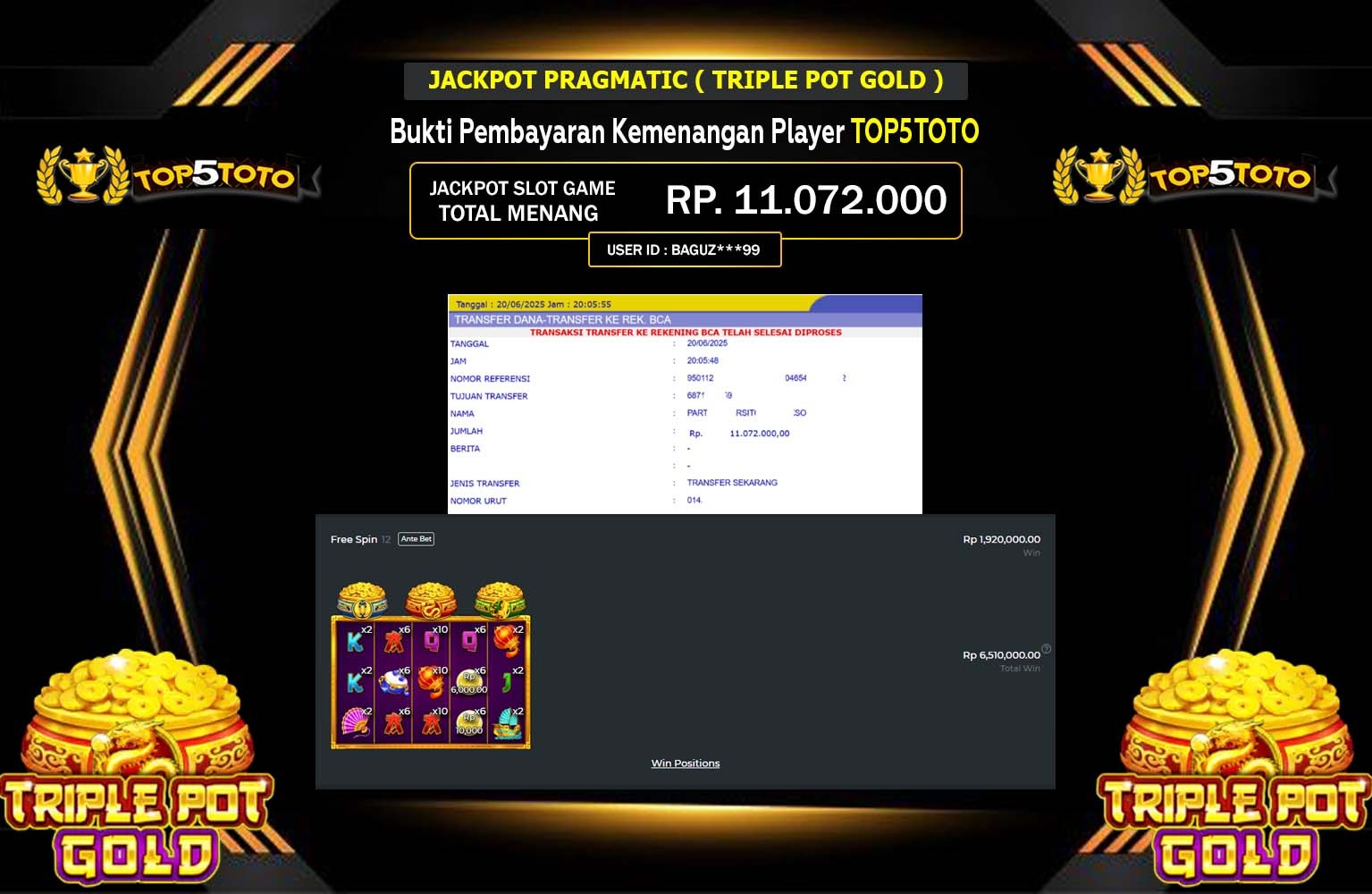 FANTASITOTO JACKPOT PRAGMATIC POT GOLD Rp.11.072.000,- LUNAS