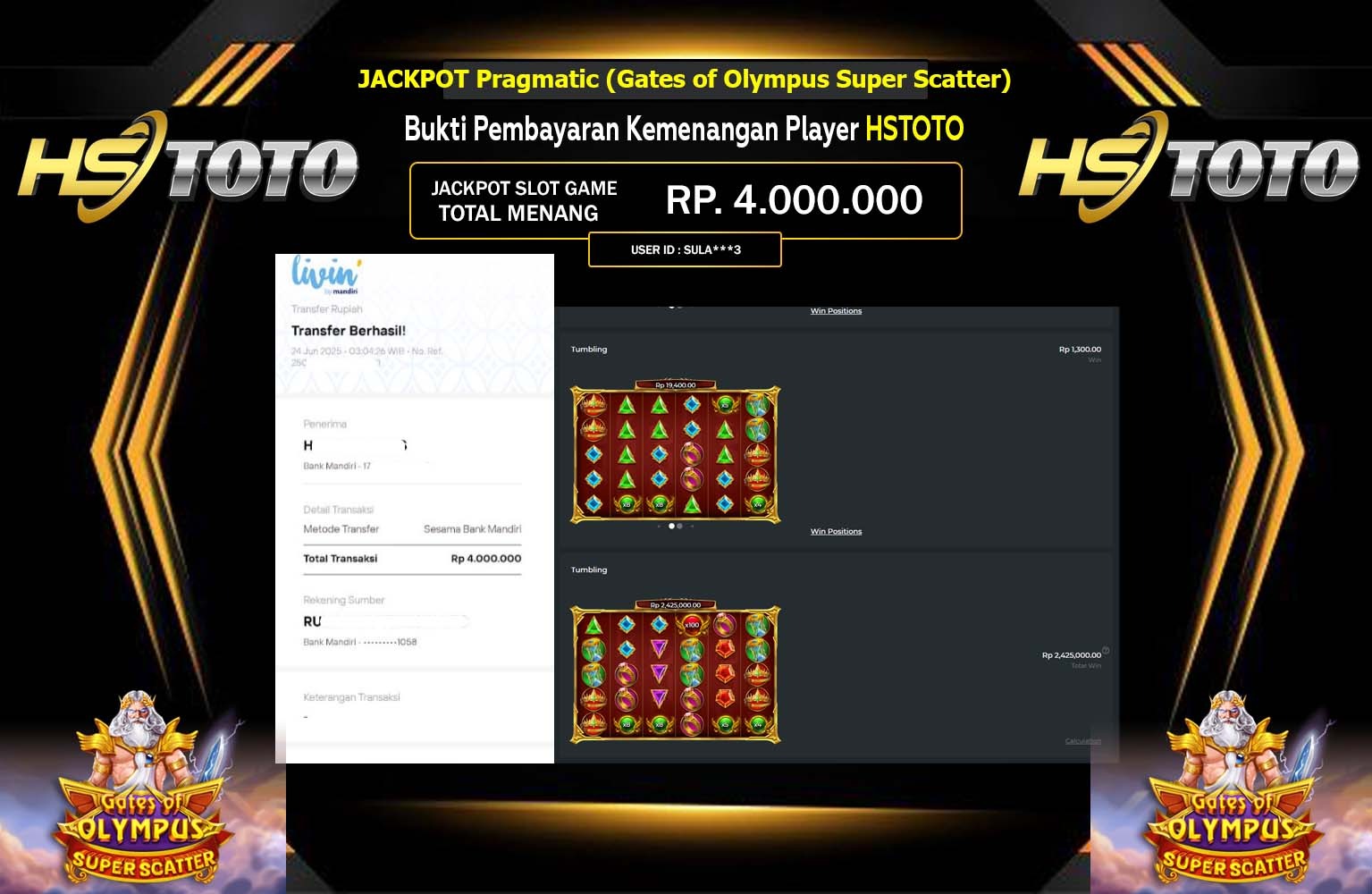 HSTOTO JACKPOT PRAGMATIC GATES OF OLYMPUS SUPER SCATTER Rp.9.000.000,- LUNAS