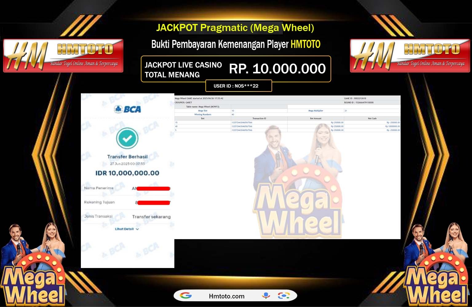 HMTOTO JACKPOT PRAGMATIC MEGA WHEEL Rp.10.000.000,- LUNAS