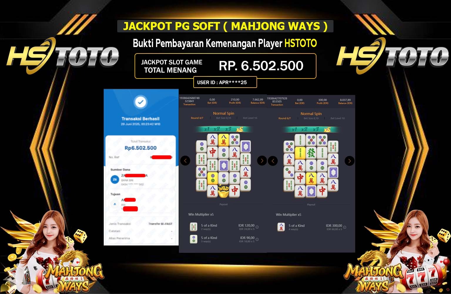 HSTOTO JACKPOT PG SOFT MAHJONG WAYS  Rp.6.502.500,- LUNAS