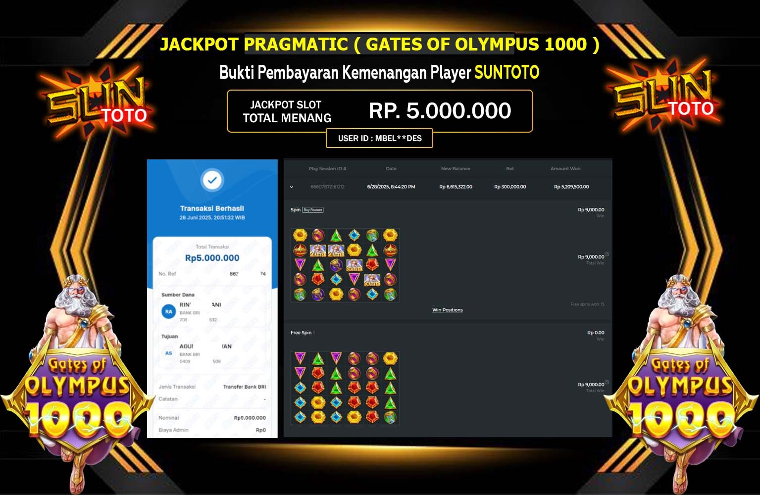 HSTOTO JACKPOT PRAGMATIC GATES OF OLYMPUS 1000  Rp.5.500.000,- LUNAS