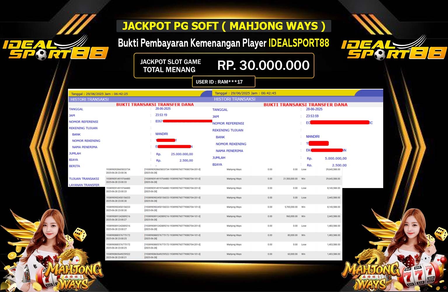 IDEALTOTO JACKPOT PG SOFT MAHJONG WAYS   Rp.30.000.000,- LUNAS