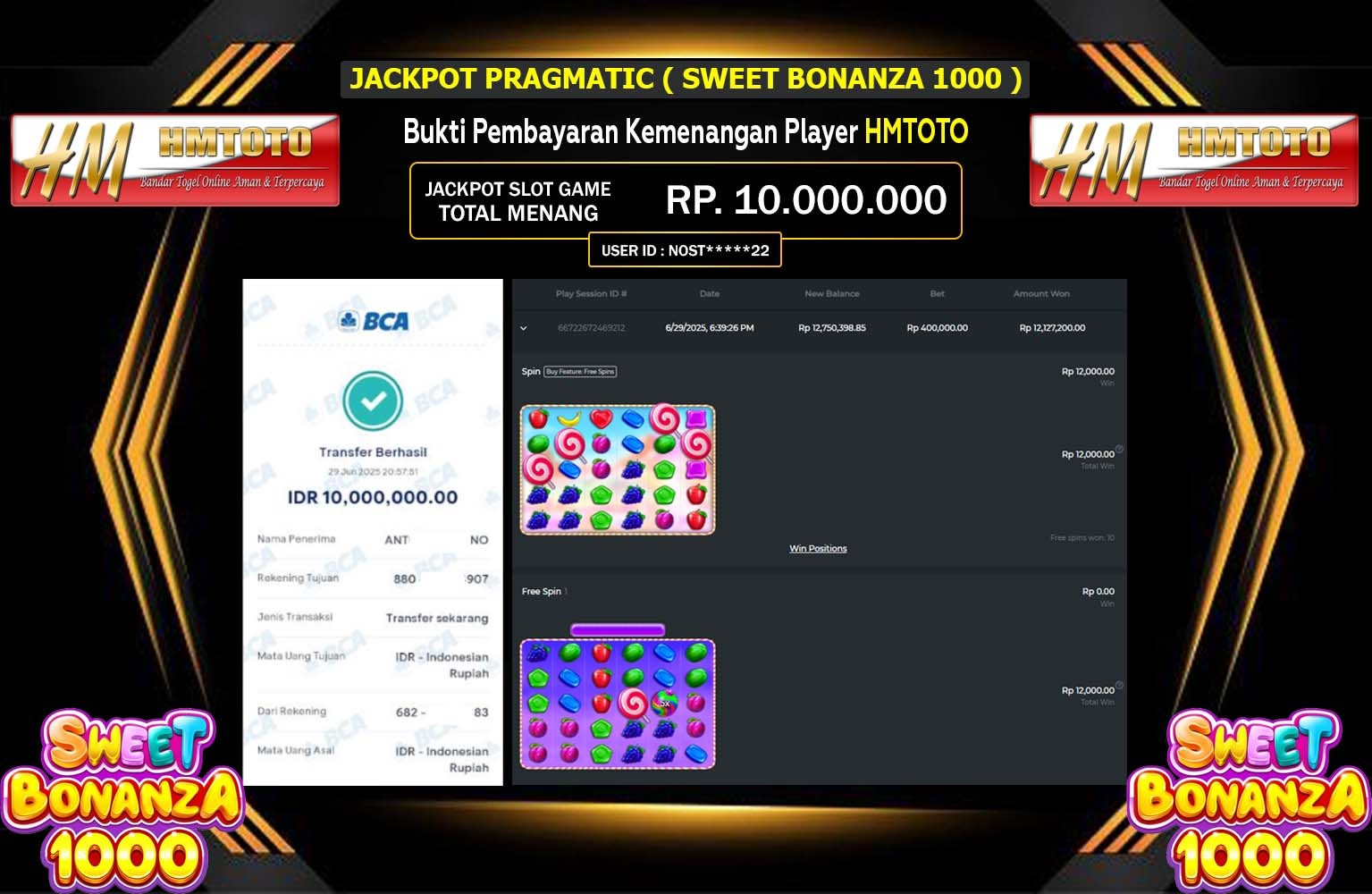 HMTOTO JACKPOT PRAGMATIC SWEET BONANZA 1000 Rp.10.000.000,- LUNAS