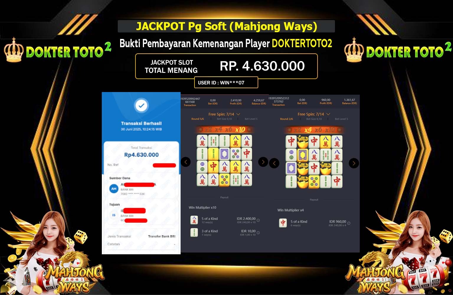 DOKTERTOTO2 JACKPOT PG SOFT MAHJONG WAYS Rp.4.630.000,- LUNAS