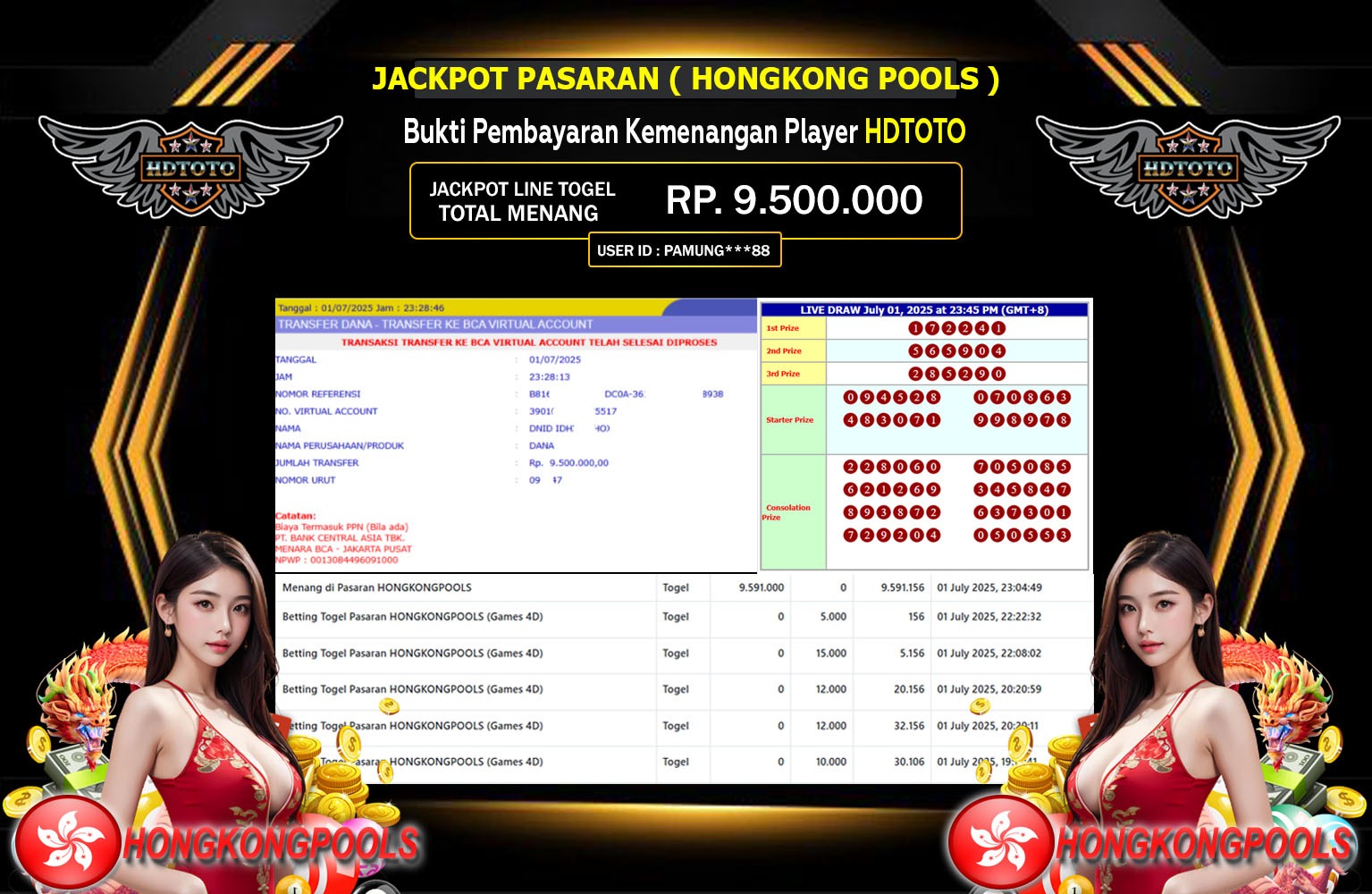 HDTOTO JACKPOT TOGEL PASARAN HONGKONG POOLS Rp.9.500.000,- LUNAS