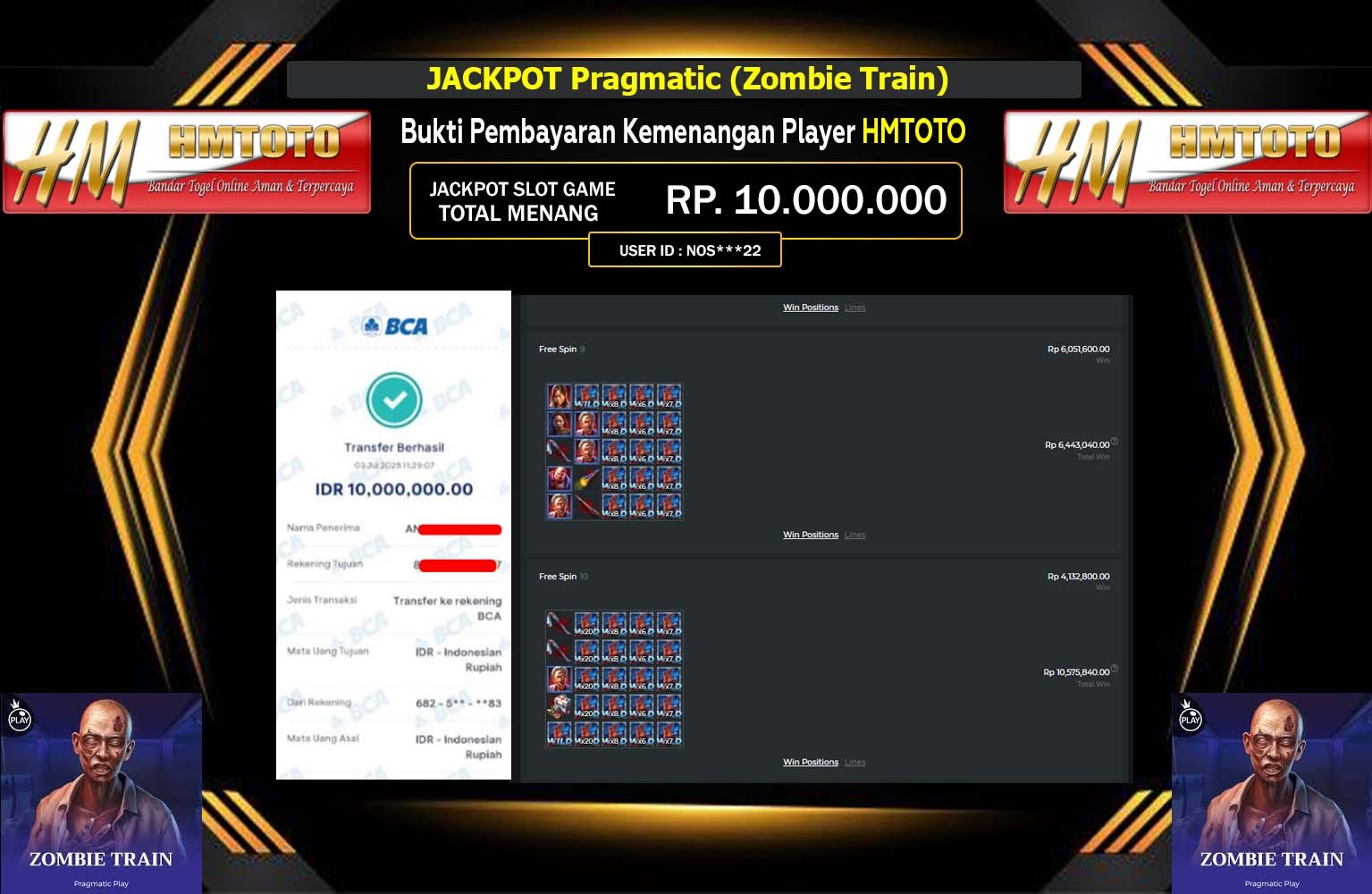 HMTOTO JACKPOT Pragmatic (Zombie Train) Rp.10.000.000,- LUNAS