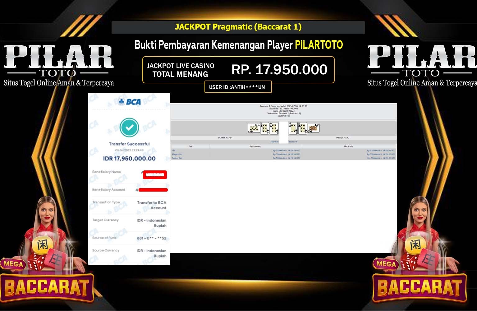 PILARTOTO JACKPOT LIVE CASINO KOREAN SPEED BACCARAT 1 Rp.17.950.000,- LUNAS