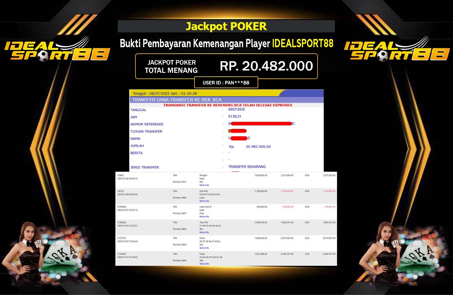 IDEALSPORT88 JACKPOT POKER Rp.20.482.000,- LUNAS