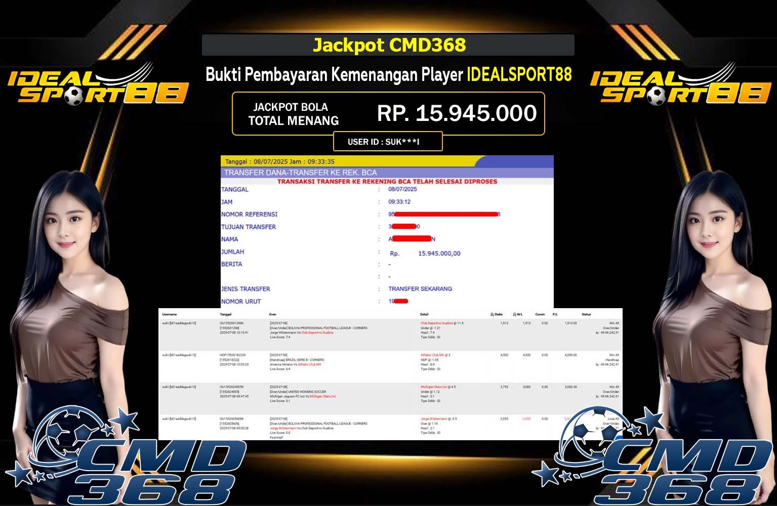 IDEALSPORT88 JACKPOT BOLA CMD368 Rp.15.945.000,- LUNAS