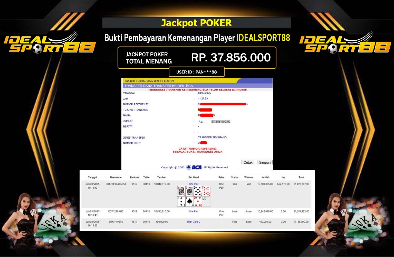 IDEALSPORT88 JACKPOT POKER Rp 37.856.000,- LUNAS