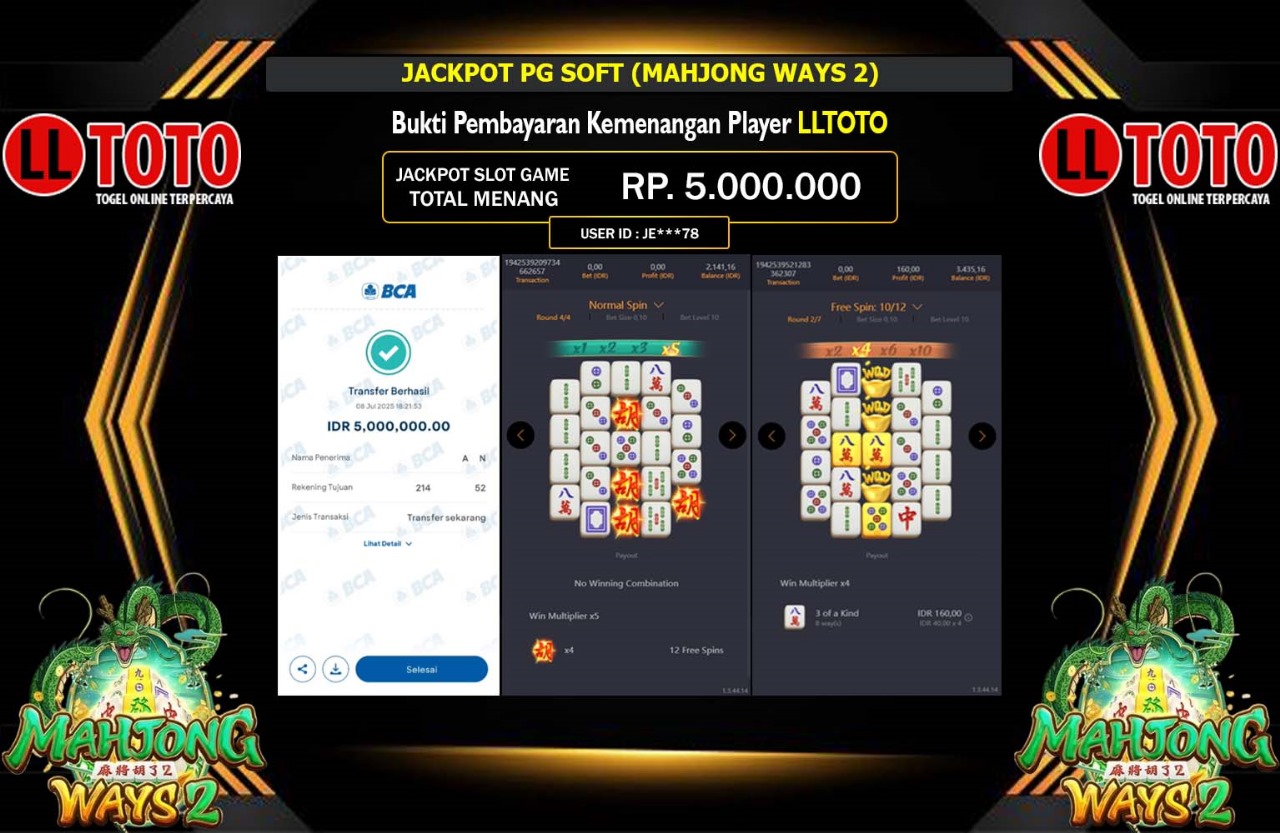 LLTOTO JACKPOT PG SOFT MAHJONG WAYS 2 Rp.5.000.000,- LUNAS