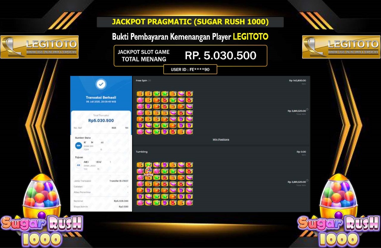 LEGITOTO JACKPOT PRAGMATIC SUGAR RUSH 1000 Rp.5.030.500,- LUNAS