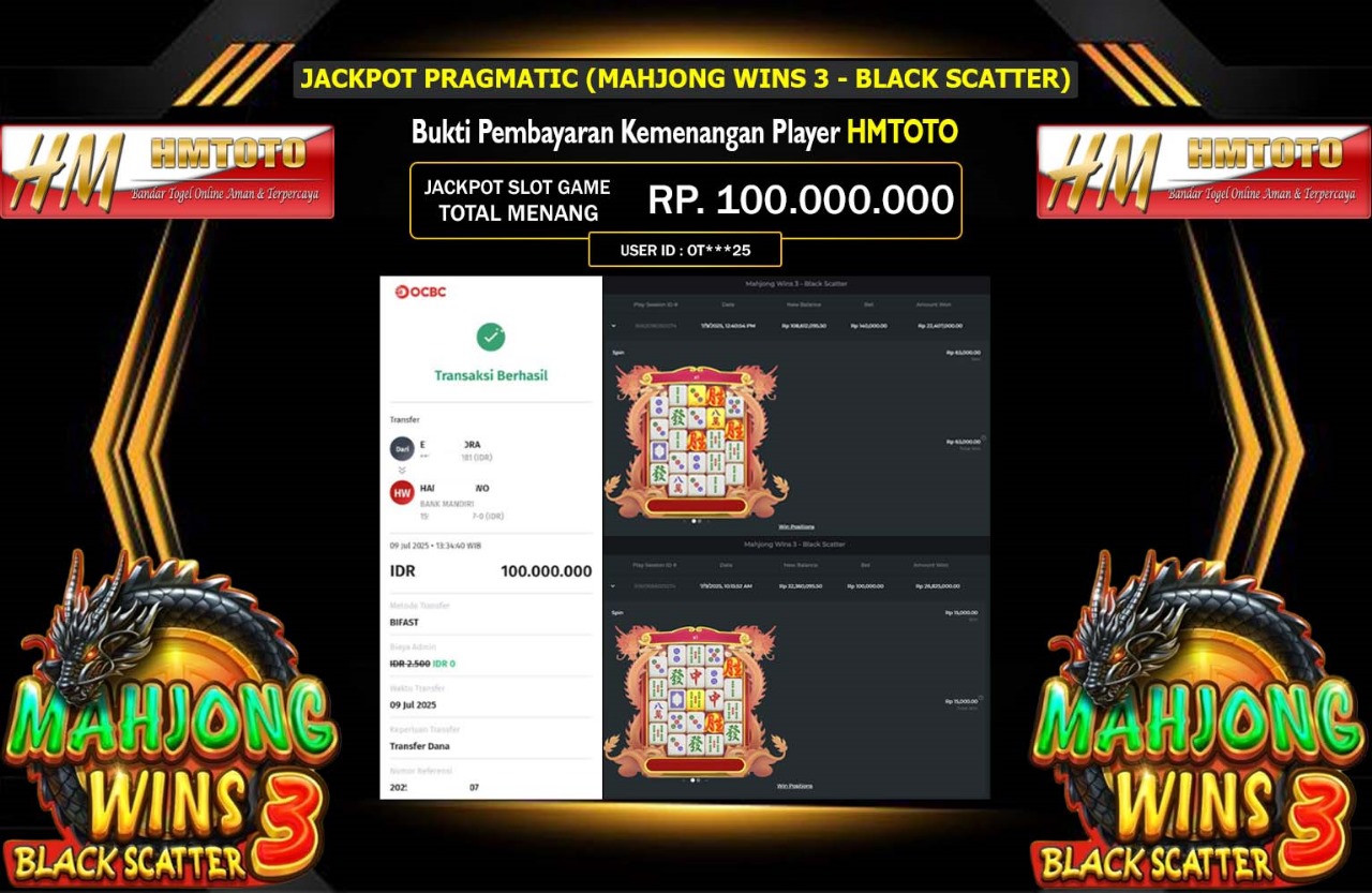 HMTOTO JACKPOT PRAGMATIC MAHJONG WINS 3 - BLACK SCATTER Rp.100.000.000,- LUNAS