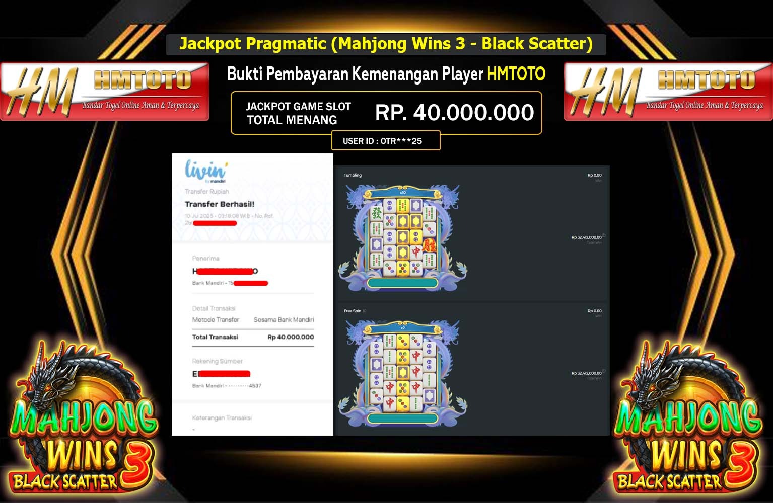 HMTOTO JACKPOT PRAGMATIC MAHJONG WINS 3 - BLACK SCATTER Rp.40.000.000,- LUNAS