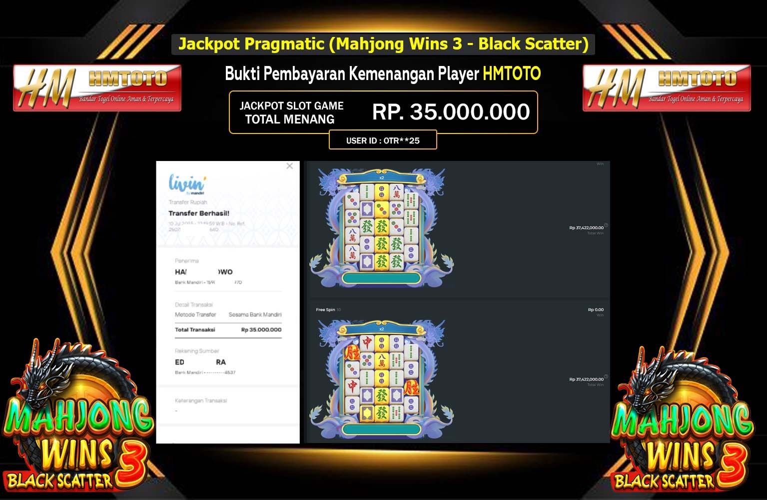 HMTOTO JACKPOT SLOT MAHJONG WINS 3 - BLACK SCATTER  Rp.35.000.000,- LUNAS