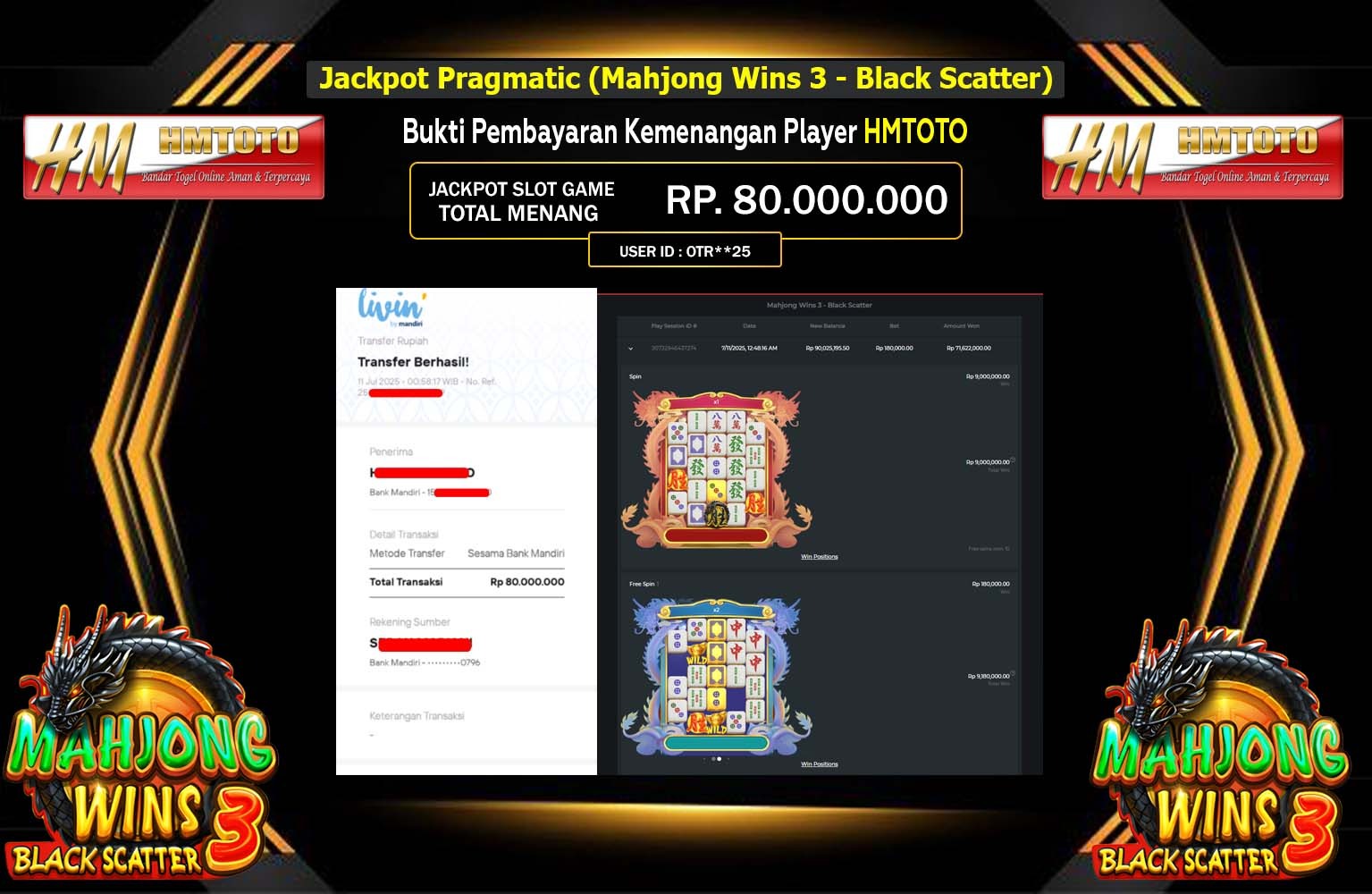 HMTOTO JACKPOT SLOT MAHJONG WINS 3 - BLACK SCATTER  Rp.80.000.000,- LUNAS