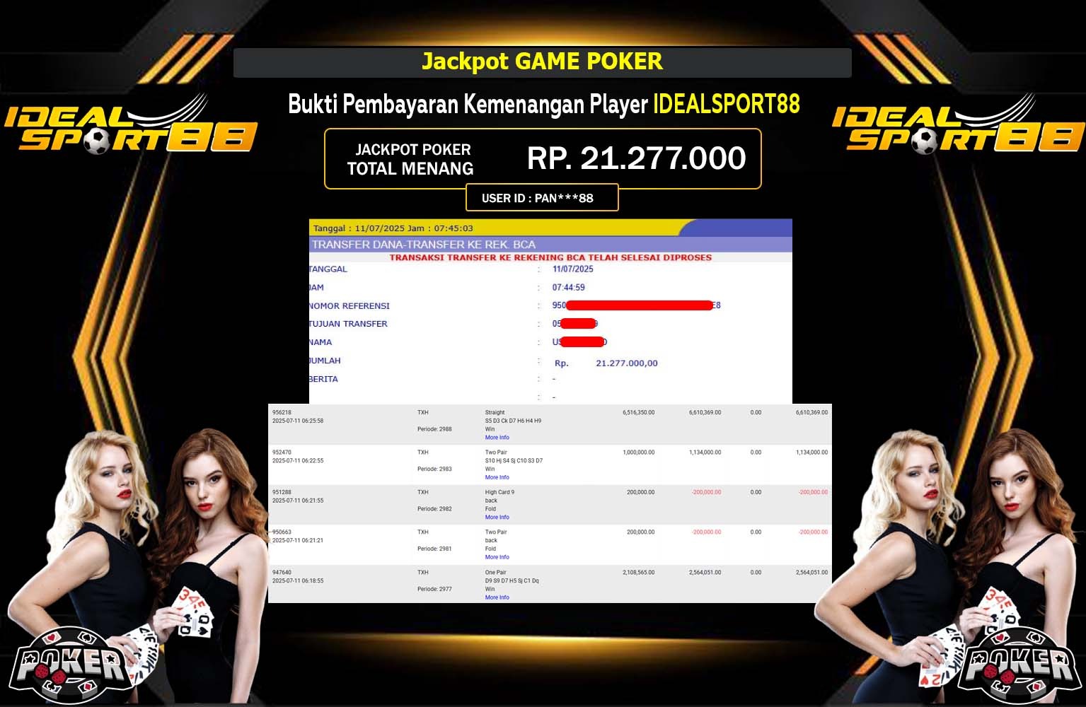 IDEALSPORT88 JACKPOT POKER Rp.21.277.000,- LUNAS