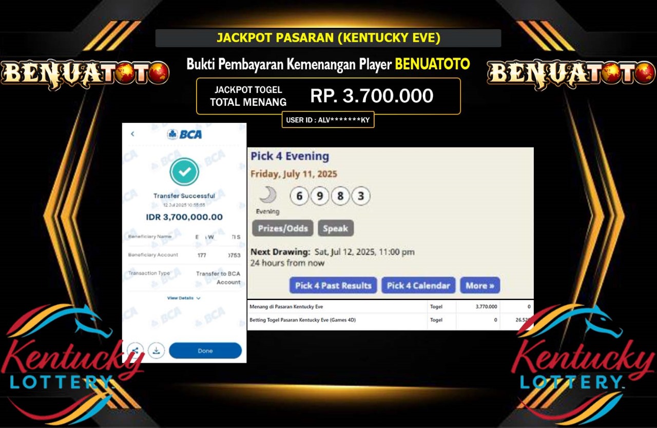 BENUATOTO JACKPOT PASARAN (KENTUCKY EVE)  Rp.3.700.000,- LUNAS