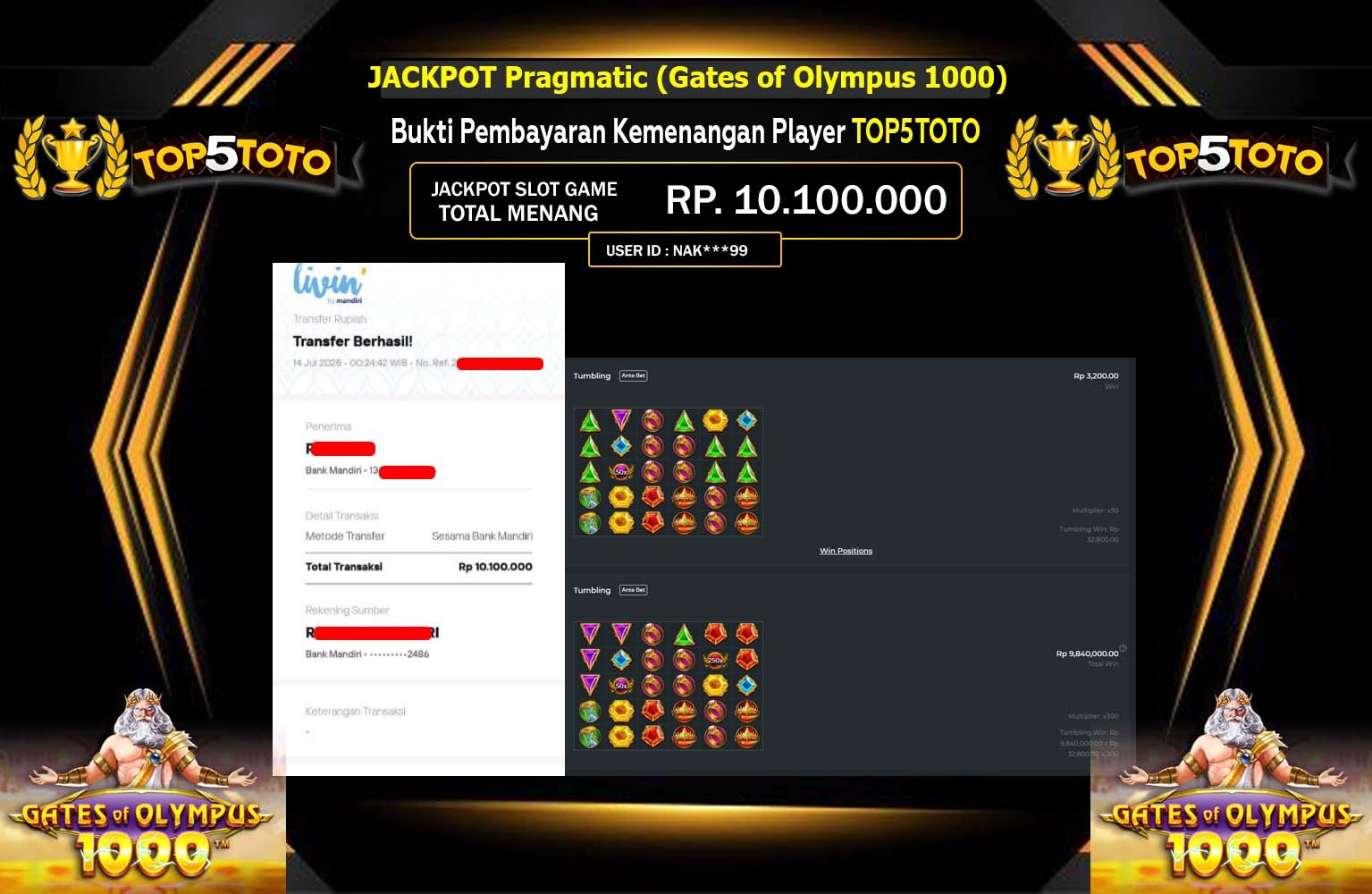 TOP5TOTO JACKPOT PRAGMATIC (GATES OF OLYMPUS 1000) Rp.10.100.000,- LUNAS