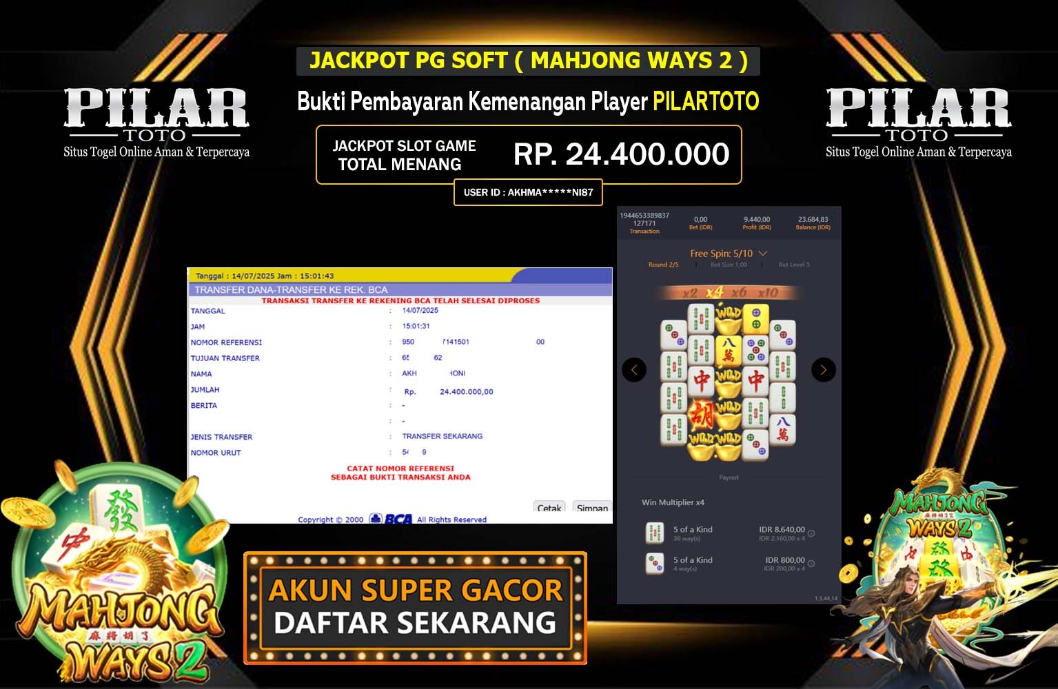PILARTOTO JACKPOT PG SOFT (MAHJONG WAYS 2) Rp.24.200.000,- LUNAS