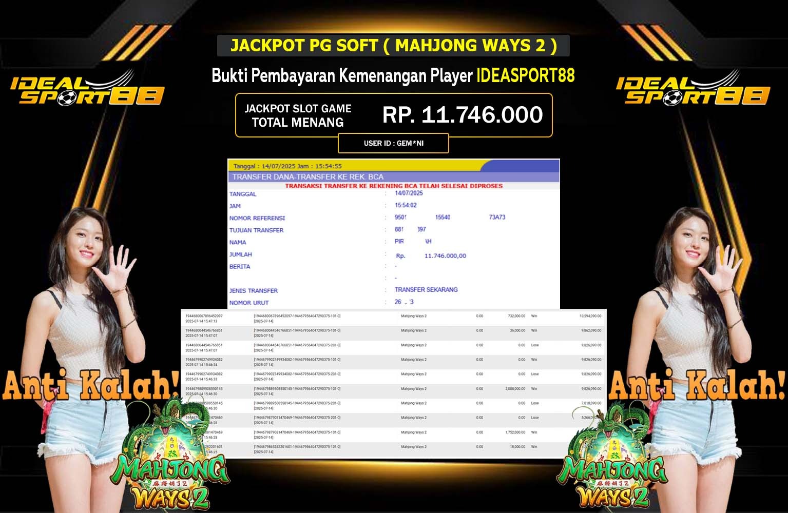 IDEALSPORT88 JACKPOT PRAGMATIC (GATES OF OLYMPUS SUPER SCATTER) Rp.11.746.000,- LUNAS