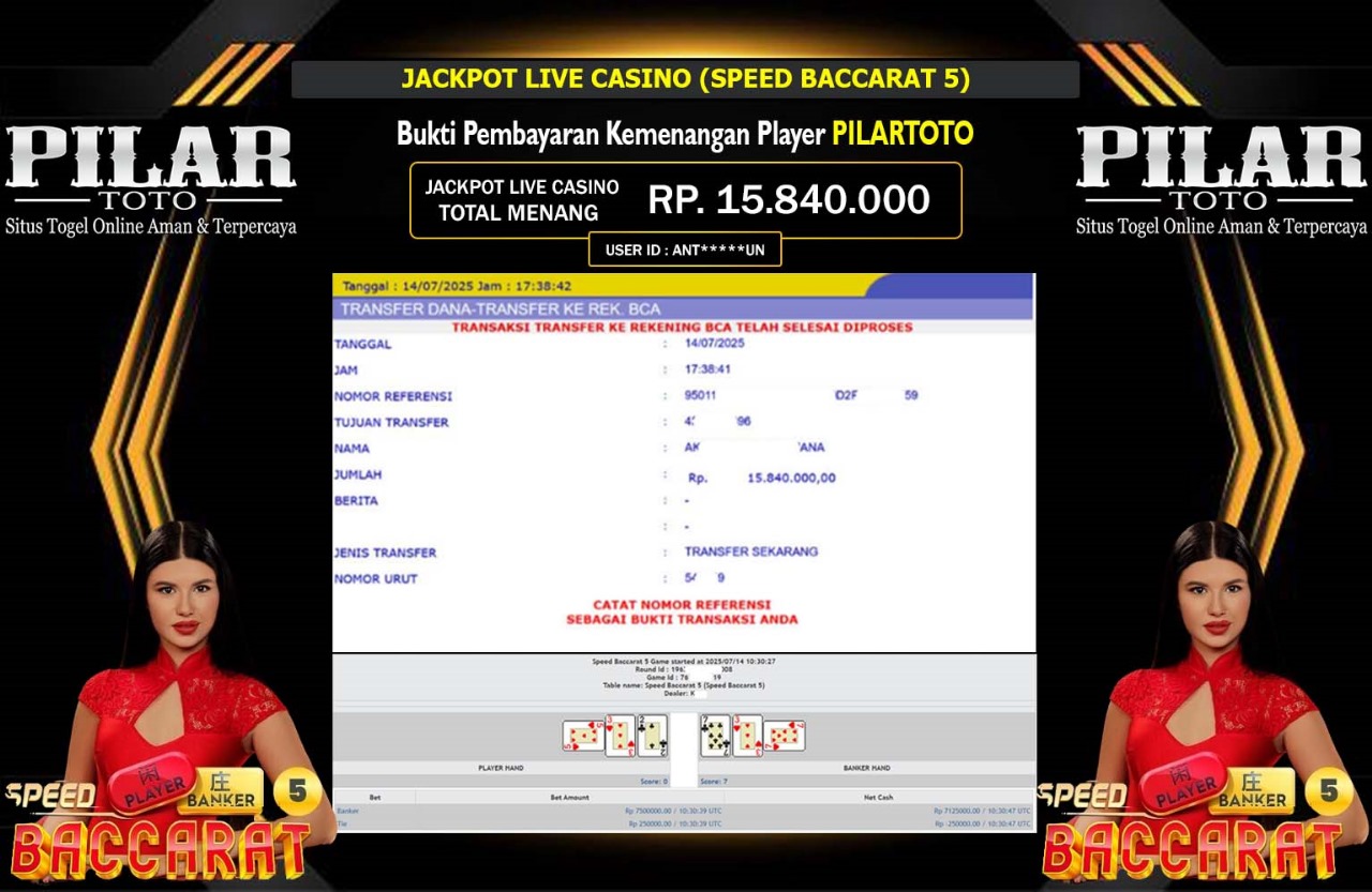 PILARTOTO JACKPOT PRAGMATIC (SPEED BACCARAT 5) Rp.15.840.000,- LUNAS
