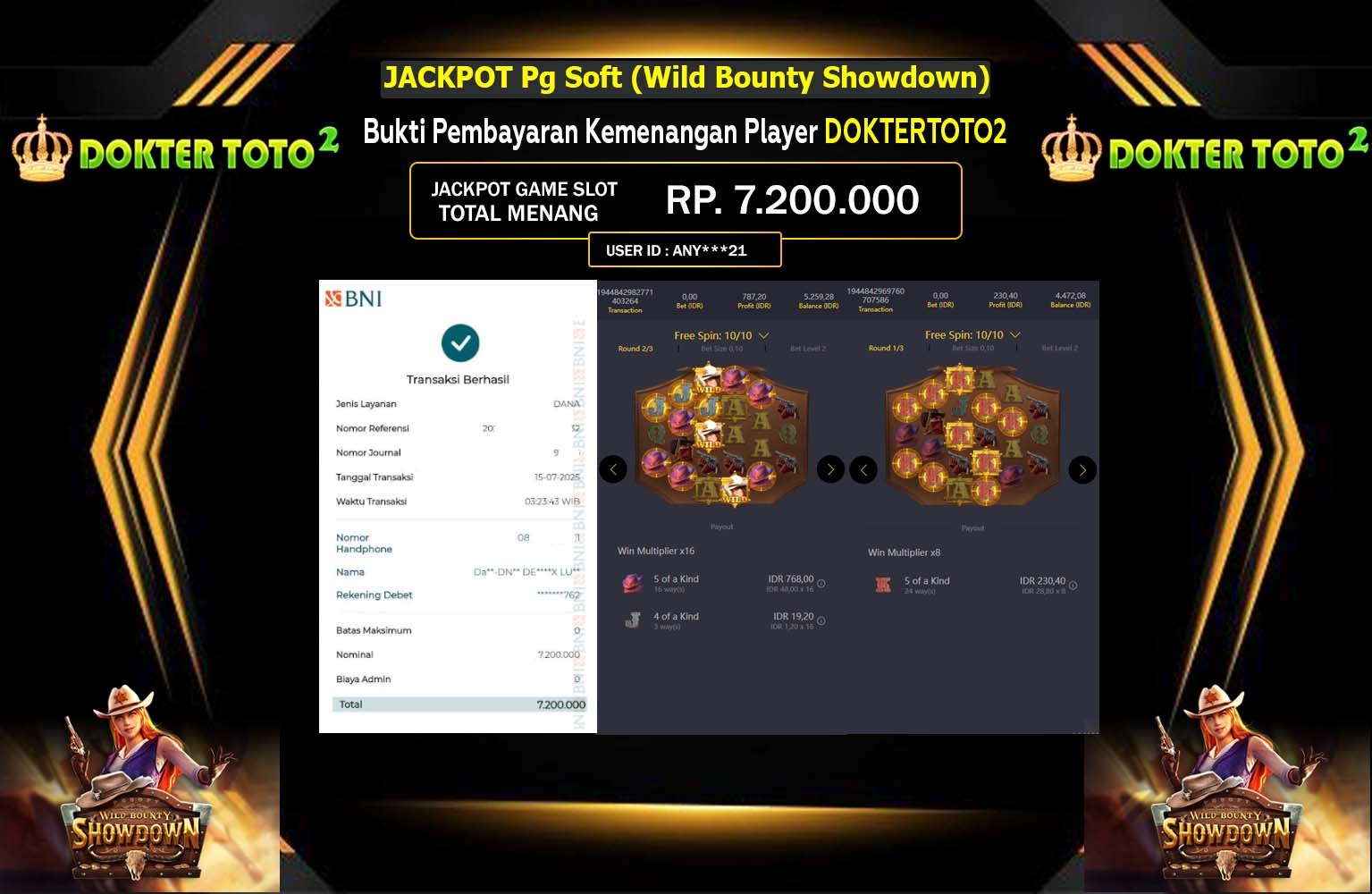 DOKTERTOTO2 JACKPOT Pg Soft (Wild Bounty Showdown) Rp.7.200.000,- LUNAS