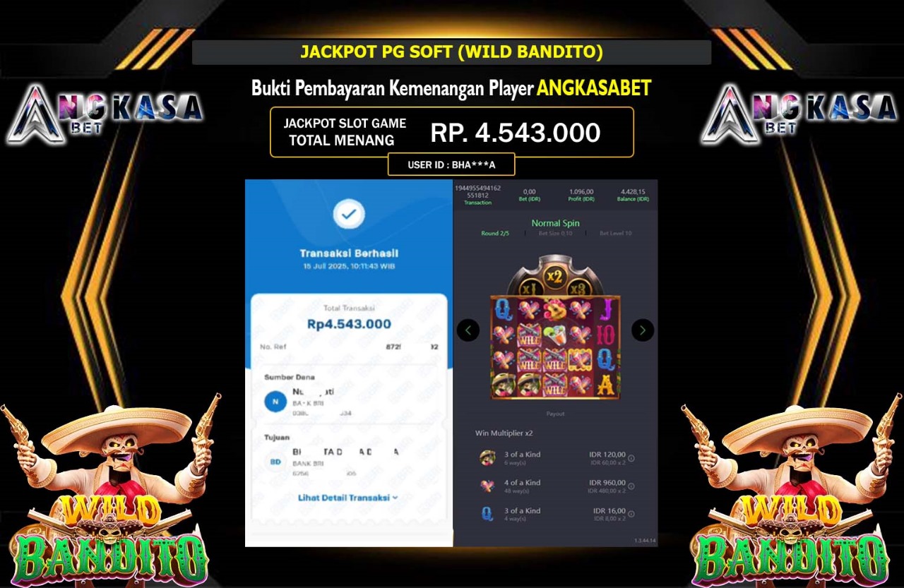 ANGKASABET JACKPOT PG SOFT (WILD BANDITO) Rp.4.543.000,- LUNAS